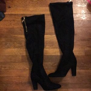 Over the knee black suede boots
